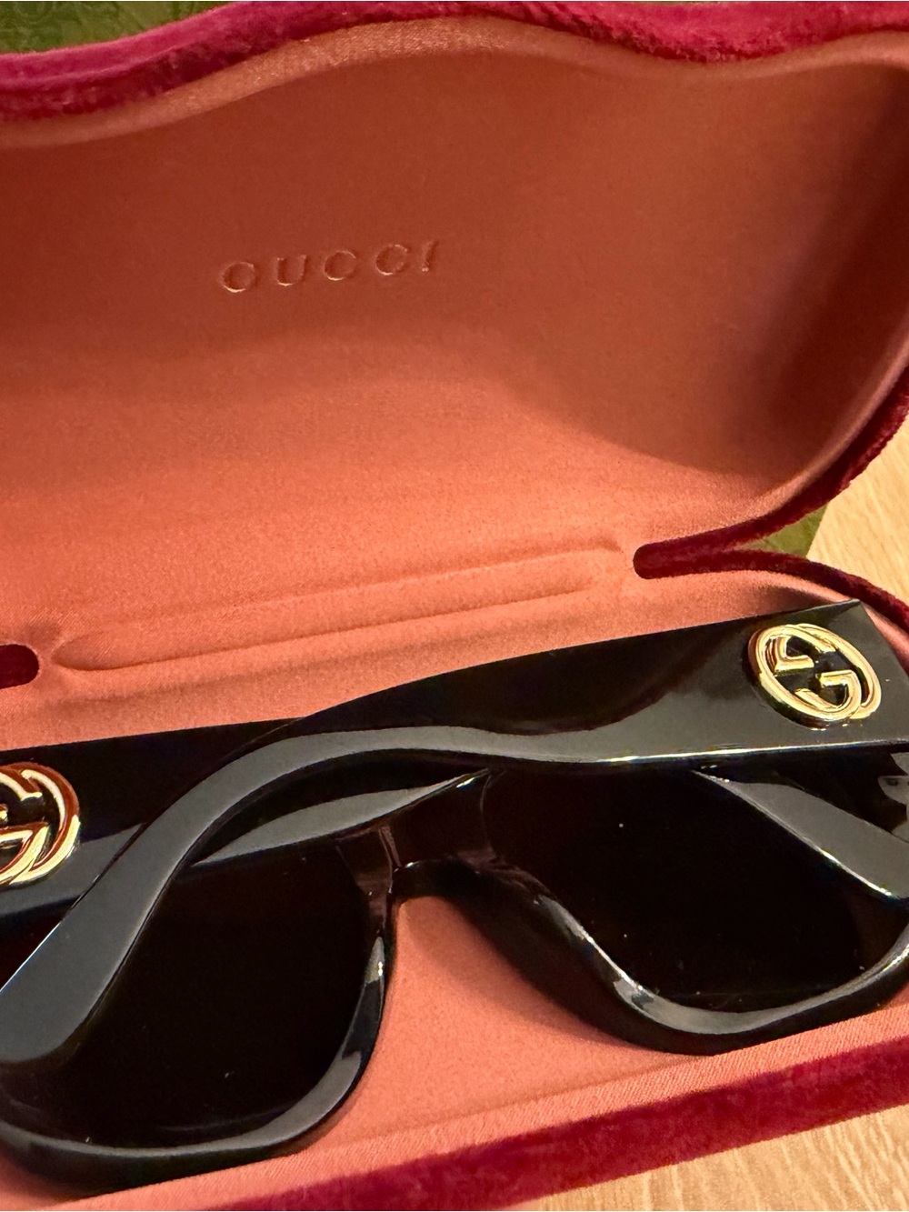 Gucci Black Sunglasses with Gold GG Accent - Women's Accessories